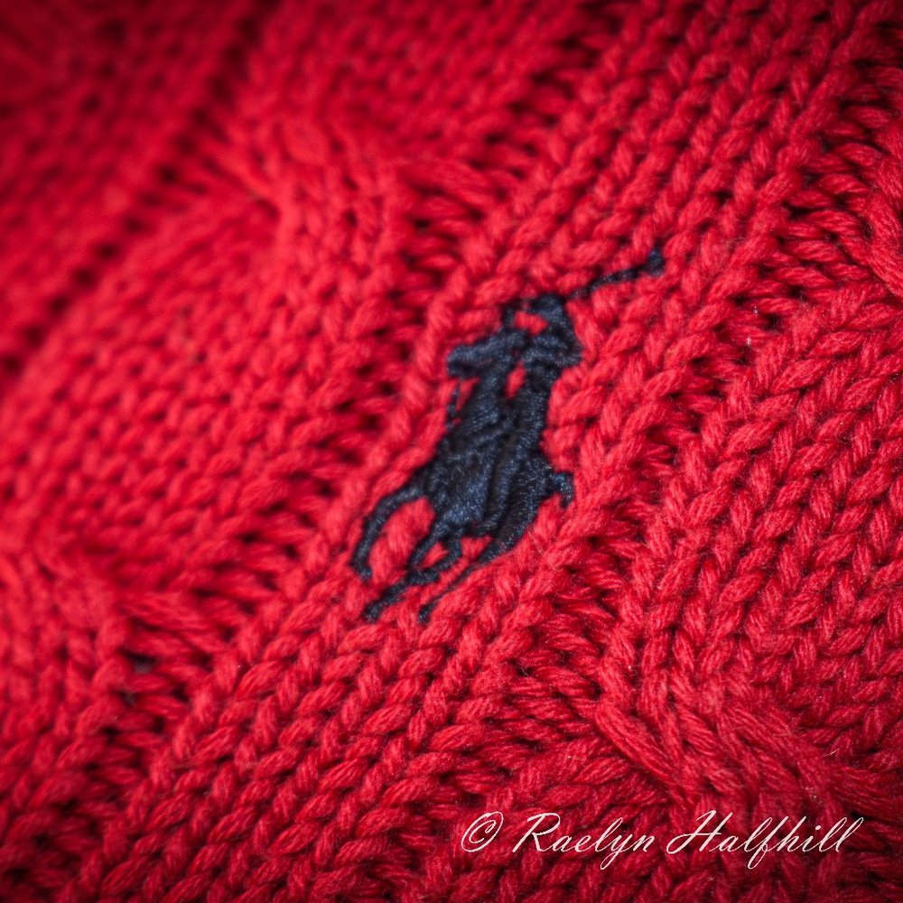 Ralph Lauren bright crimson 100% cotton, cable knit sweater